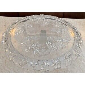 Mikasa Crystal Cake Stand Round Pedestal CARMEN 13" Clear Frosted Floral Retired
